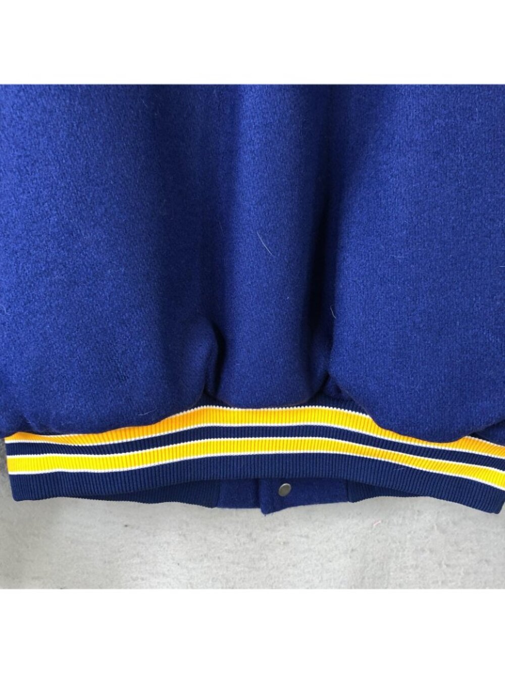 Rennoc Jacket Mens Large Blue Wool Varsity Snap Front Quilted Lined Bomber - Picture 16 of 16